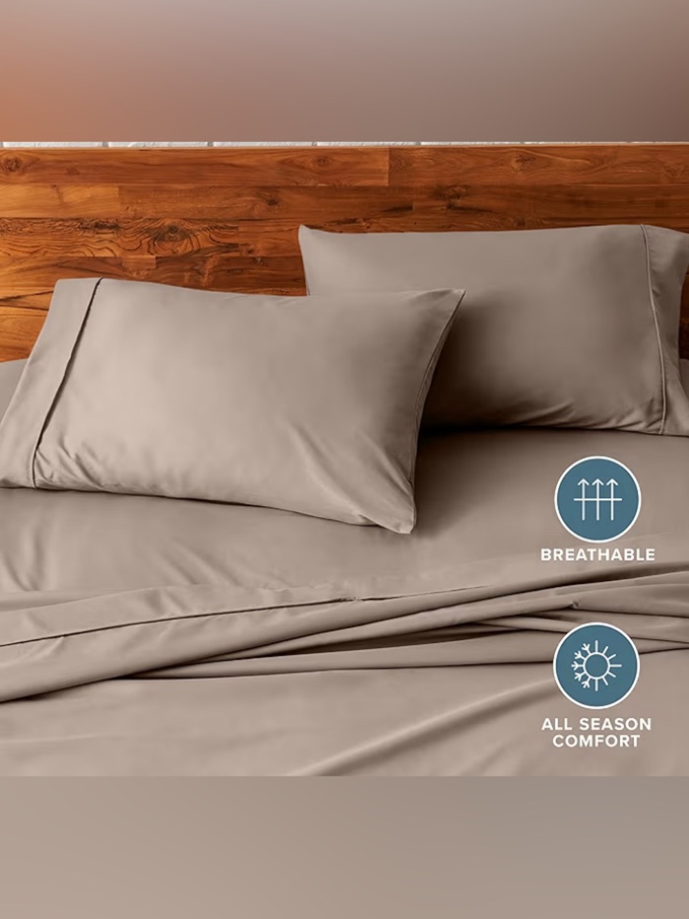 Bare Home Microfiber Pillow Cases King Size Set of 2 Hydro Brushed Taupe